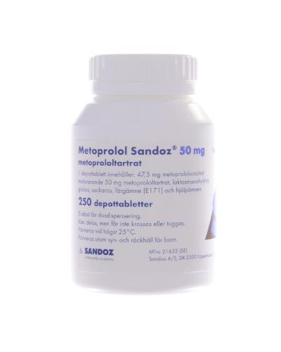 Metoprolol Sandoz 50 mg depottabletter boks 250 stk - Apotek 1