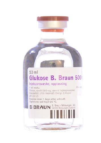 Glukose B. Braun Injeksjonsvæske, Oppløsning 500 Mg/ml 20x50 Ml - Apotek 1