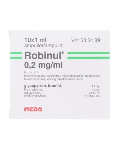 Robinul Injeksjonsvæske, oppløsning 0,2 mg/ml 10x1 ml - Apotek 1